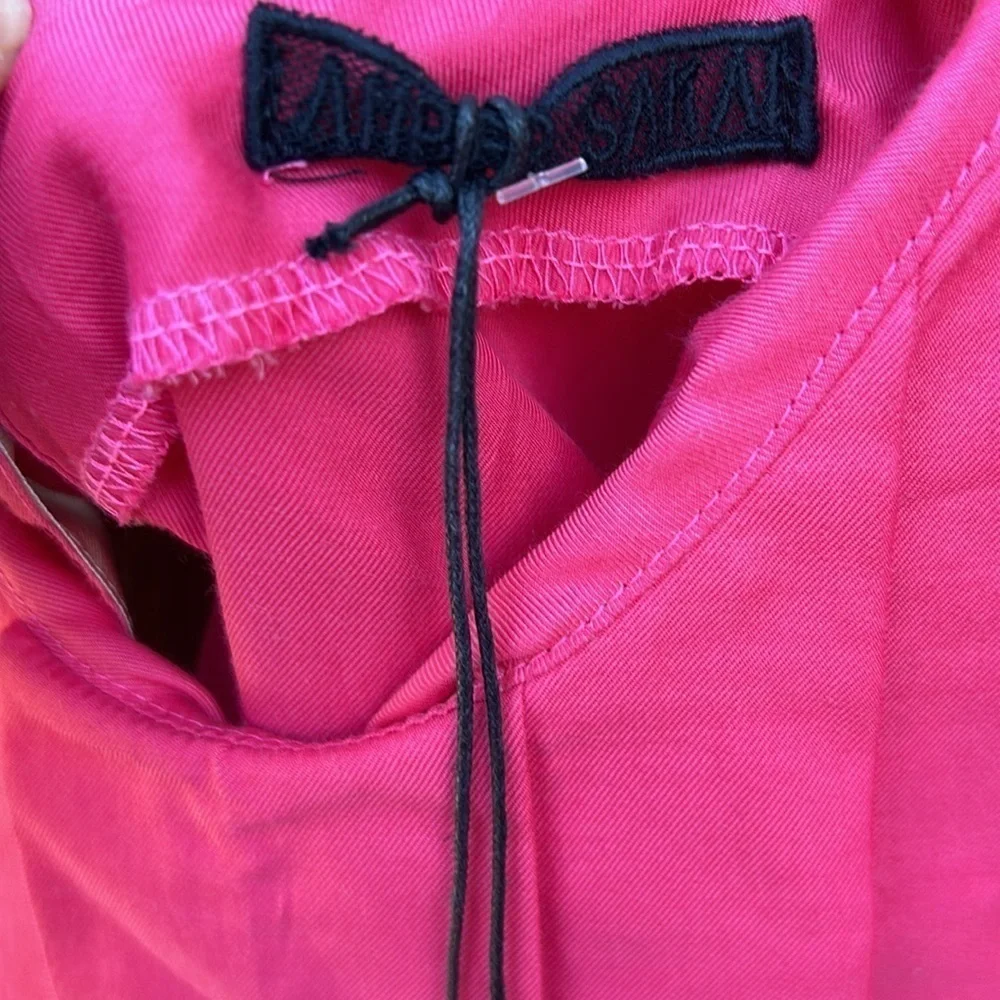 NWT Amber Sakai Open Back Pleat Coral Light Twill Blouse Coastal Vacation Vibes - Picture 4 of 5